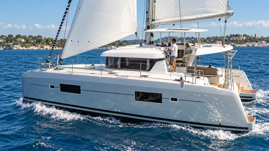 Lagoon 42 sur la Méditerranée près d’Antibes, du modèle