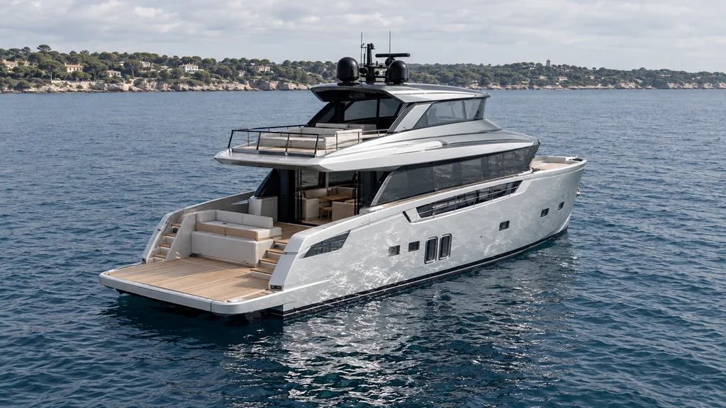 Sanlorenzo SX76 sur la Méditerranée près d’Antibes, du modèle