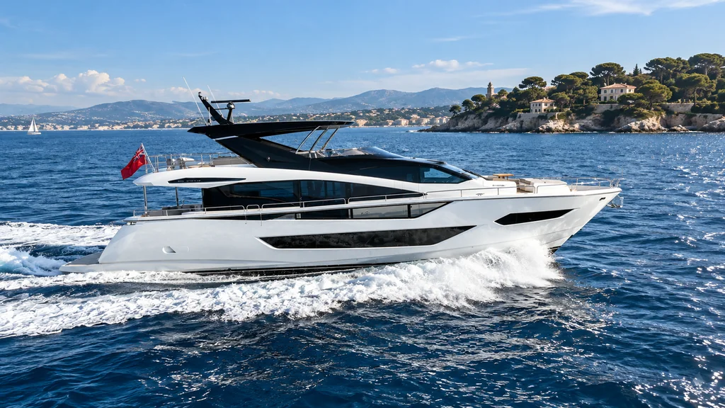 Sunseeker 88 Yacht model study for Antibes charter planning